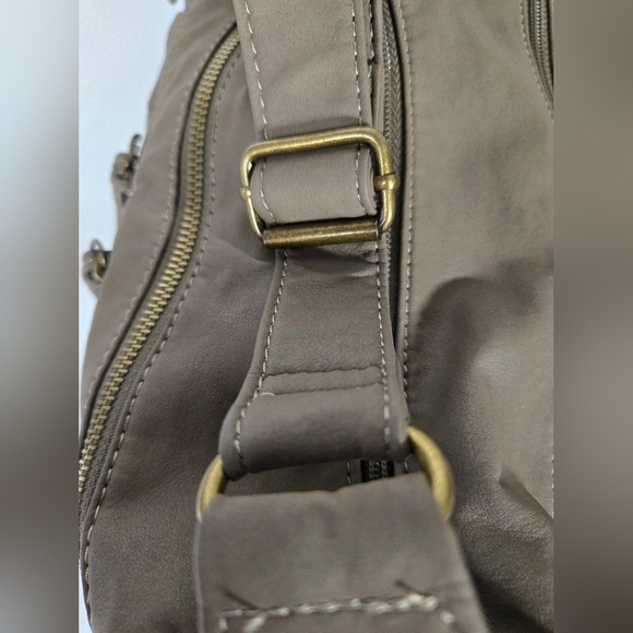 Bueno Double Strap Shoulder Bag Super Soft Faux Leather Taupe CLEAN CONDITION - Picture 7 of 13